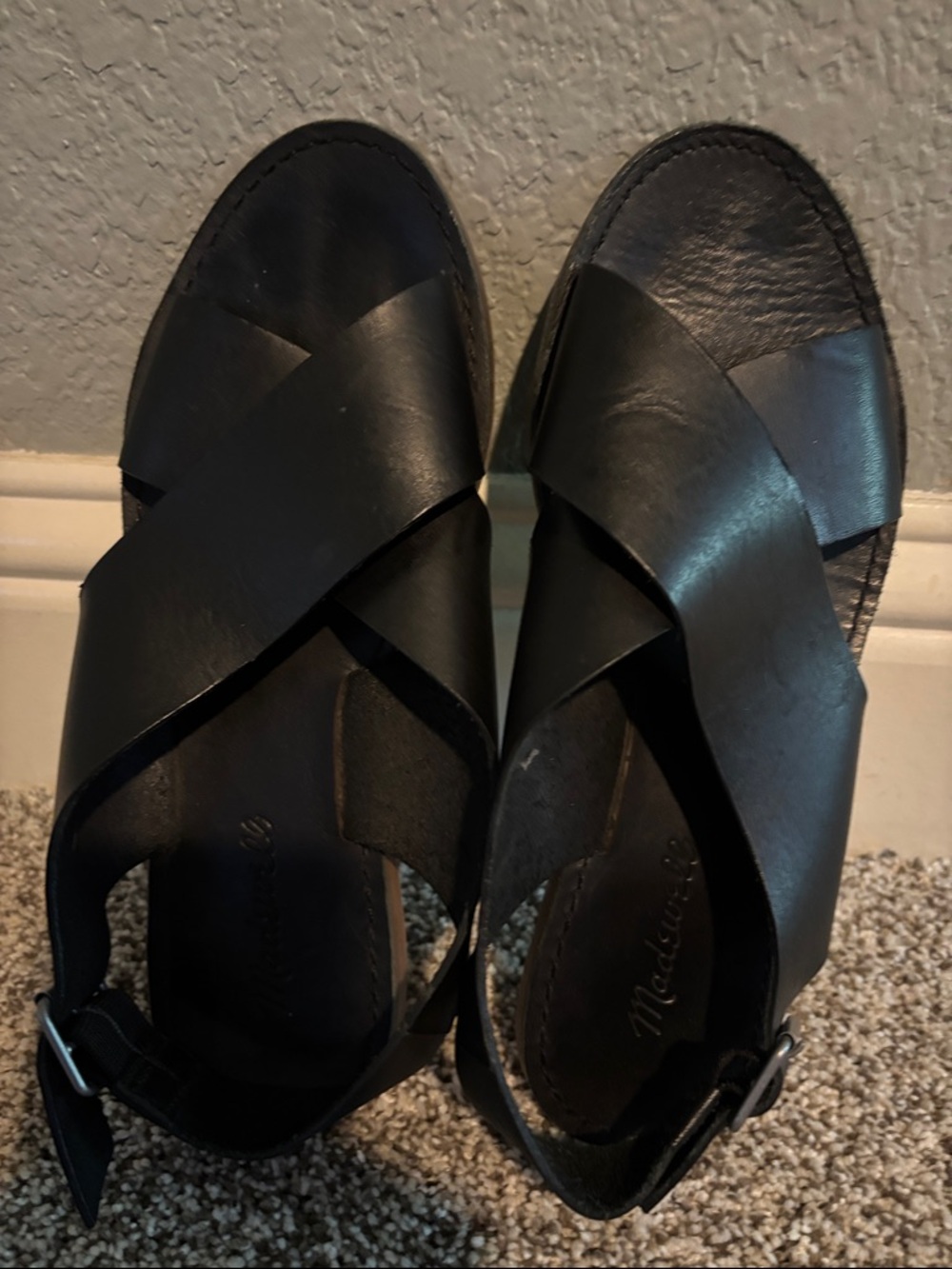 Women’s Black Madewell Leather Crisscross Sandals